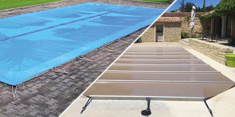 Couverture bleue de filet de sécurité de piscine d'hiver